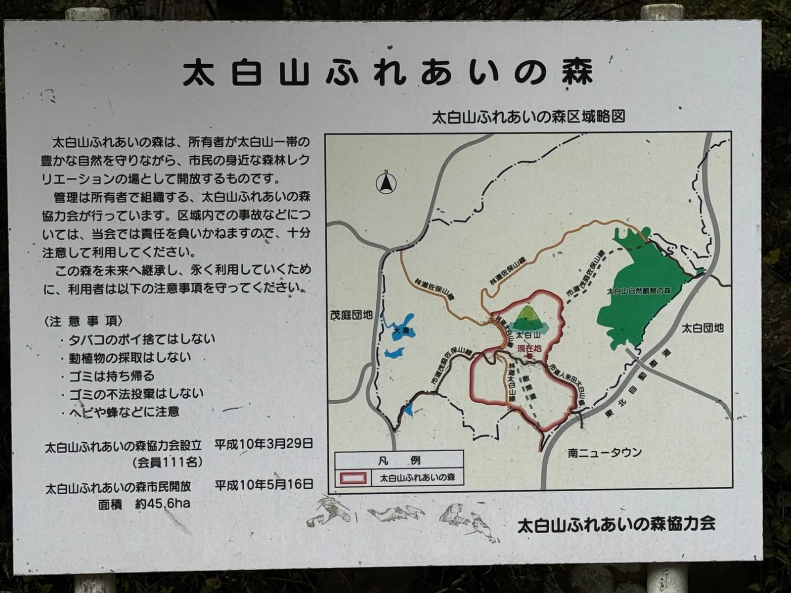 太白山ふれあいの森の案内図